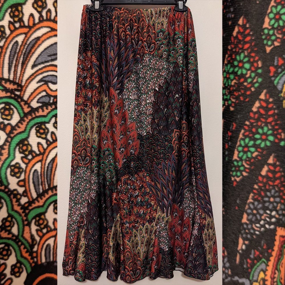 Patterned Floor Length Skirt